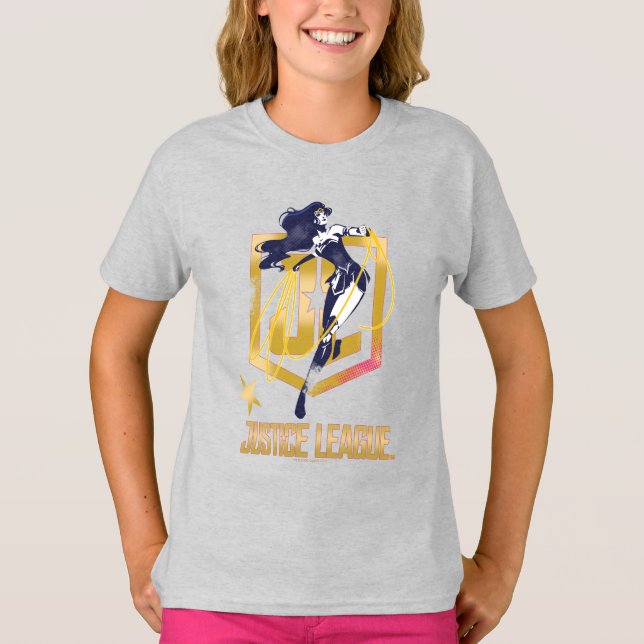 Justice League | Wonder Woman JL Logo Pop Art T-Shirt (Front)