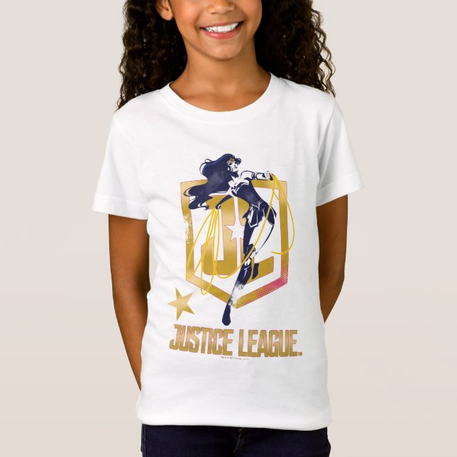 Justice League | Wonder Woman JL Logo Pop Art T-Shirt (Front)