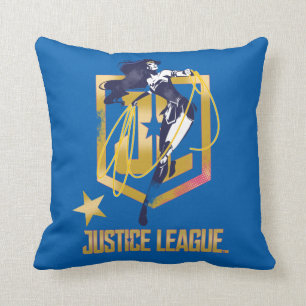 Justice League   Wonder Woman JL Logo Pop Art Throw Pillow