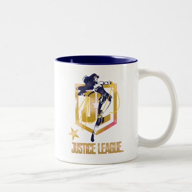 Justice League | Wonder Woman JL Logo Pop Art Two-Tone Coffee Mug (Right)