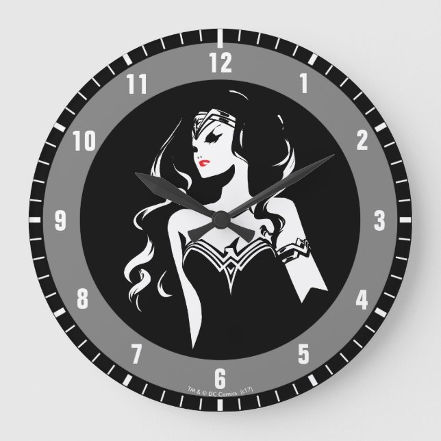 Justice League | Wonder Woman Noir Pop Art Large Clock (Front)