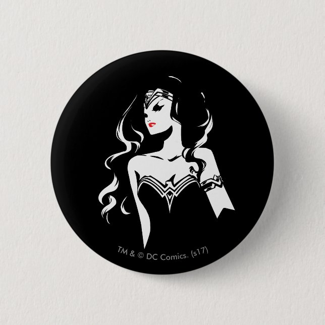 Justice League | Wonder Woman Noir Pop Art Pinback Button (Front)