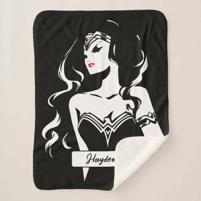 Justice League | Wonder Woman Noir Pop Art Sherpa Blanket (Front)