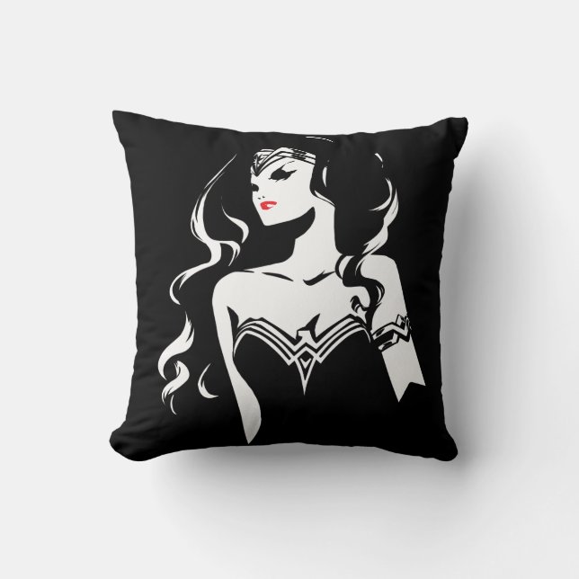 Justice League | Wonder Woman Noir Pop Art Throw Pillow (Front)