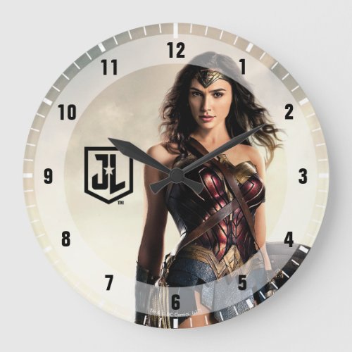 Justice League  Wonder Woman On Battlefield Large Clock