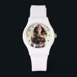 Justice League | Wonder Woman On Battlefield Watch<br><div class="desc">Check out Justice League's Wonder Woman standing with sword and shield in either hand on a mist filled,  rocky terrain. The sun rises behind her,  causing the mist and clouds to glow bright.</div>