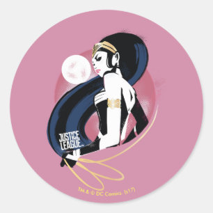 Justice League Wonder Woman Profile Pop Art Classic Round Sticker