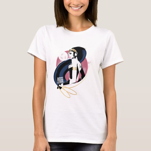 Justice League | Wonder Woman Profile Pop Art T-Shirt (Front)