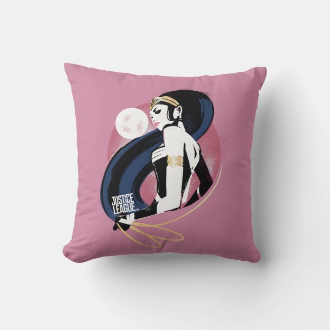 Justice League | Wonder Woman Profile Pop Art Throw Pillow (Front)