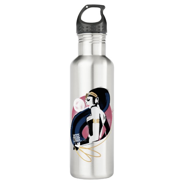 Justice League | Wonder Woman Profile Pop Art Water Bottle (Front)
