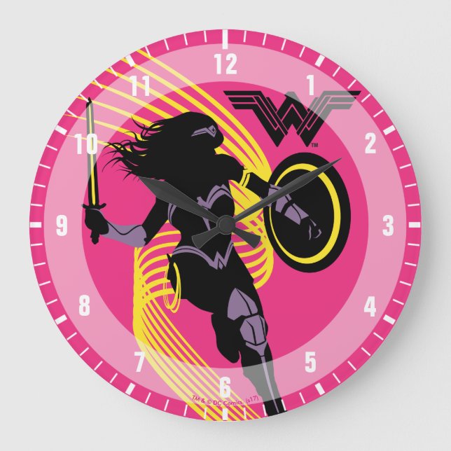 Justice League | Wonder Woman Silhouette Icon Large Clock (Front)