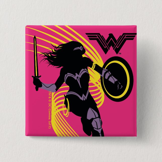 Justice League | Wonder Woman Silhouette Icon Pinback Button (Front)