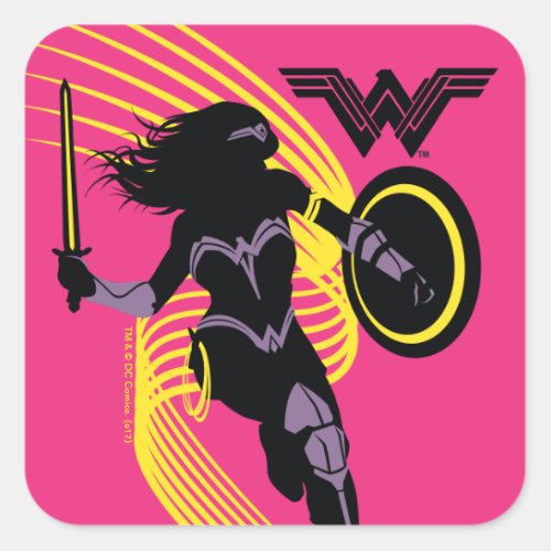Justice League  Wonder Woman Silhouette Icon Square Sticker