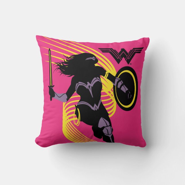Justice League | Wonder Woman Silhouette Icon Throw Pillow (Front)