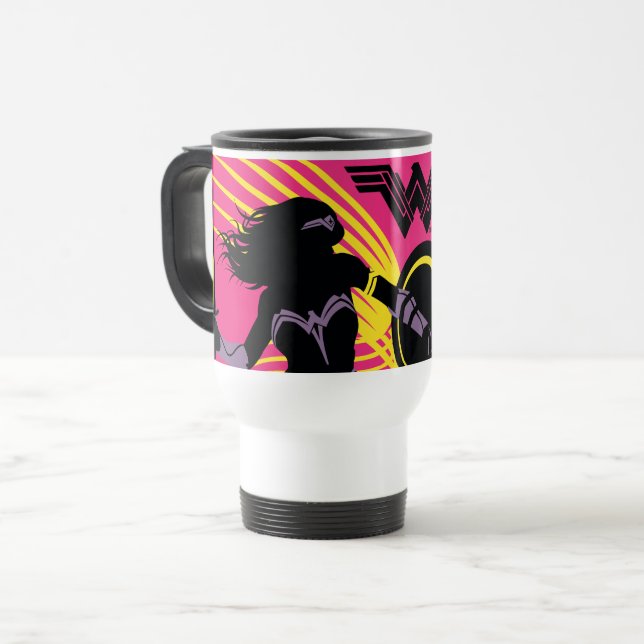 Justice League | Wonder Woman Silhouette Icon Travel Mug (Front Left)