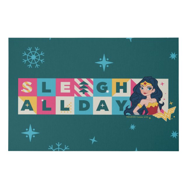 Justice League Wonder Woman "Sleigh All Day" Faux Canvas Print (Front)