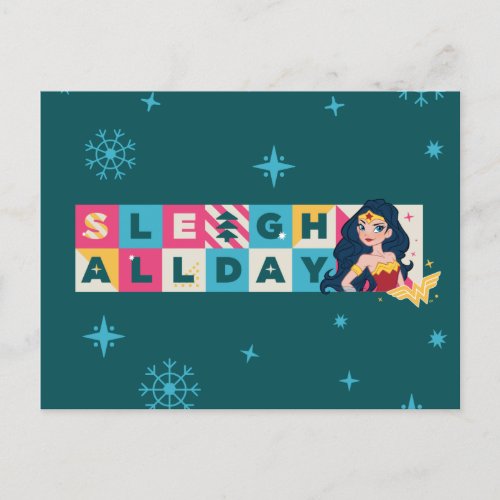 Justice League Wonder Woman Sleigh All Day Holiday Postcard