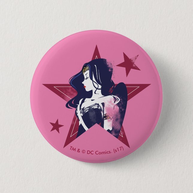 Justice League | Wonder Woman & Stars Pop Art Button (Front)