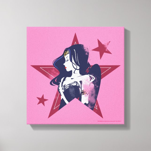 Justice League | Wonder Woman & Stars Pop Art Canvas Print (Front)