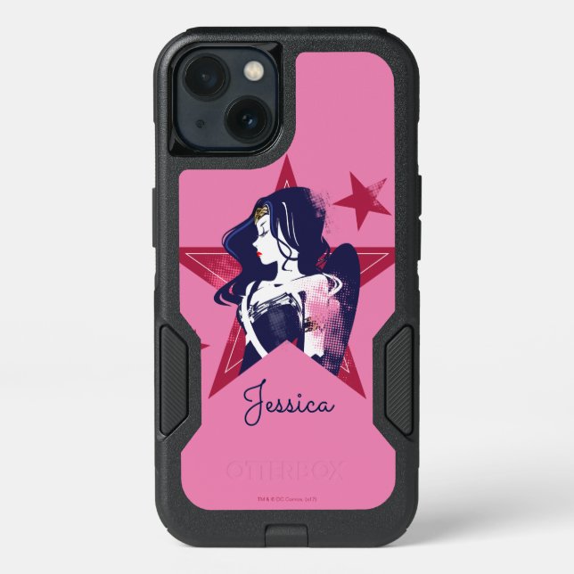 Justice League | Wonder Woman & Stars Pop Art Otterbox iPhone Case (Back)