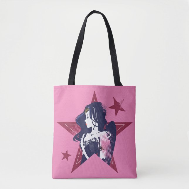 Justice League | Wonder Woman & Stars Pop Art Tote Bag (Front)