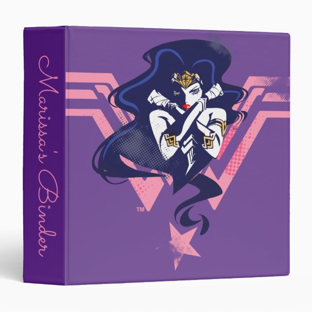 Justice League | Wonder Woman & Symbol Pop Art 3 Ring Binder (Front/Spine)