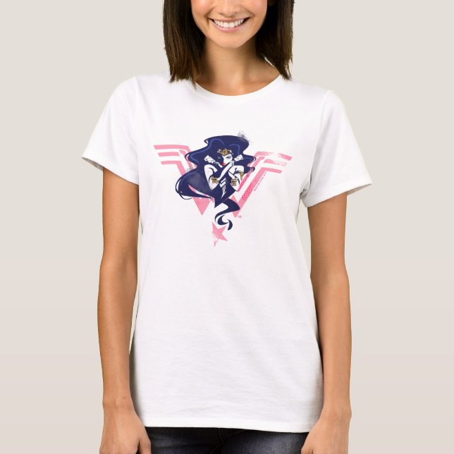 Justice League | Wonder Woman & Symbol Pop Art T-Shirt (Front)