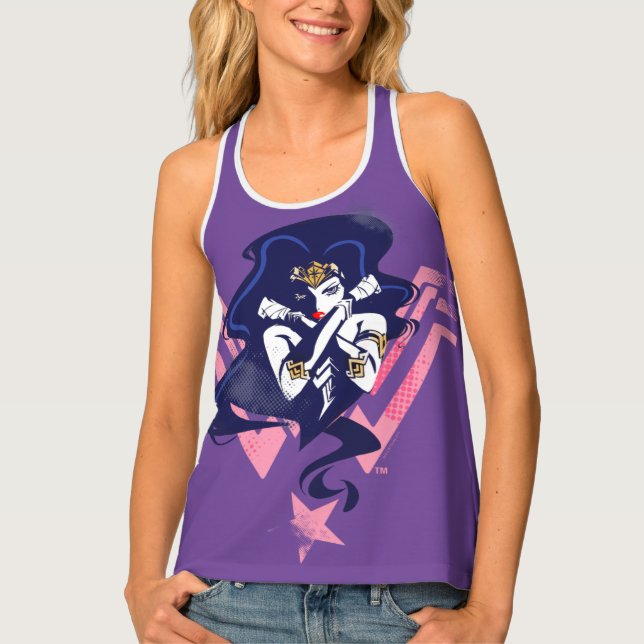 Justice League | Wonder Woman & Symbol Pop Art Tank Top (Front)