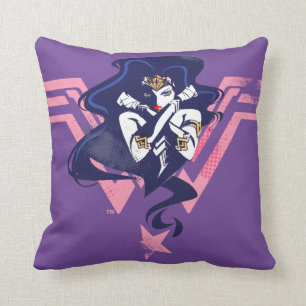 Justice League   Wonder Woman & Symbol Pop Art Throw Pillow