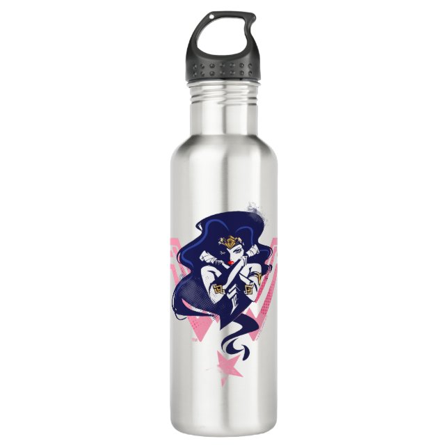 Justice League | Wonder Woman & Symbol Pop Art Water Bottle (Front)