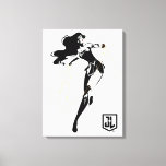 Justice League | Wonder Woman With Lasso Pop Art Canvas Print<br><div class="desc">Check out this stylized drawing of Justice League's Wonder Woman with her lasso. This black and white silhouette pose is offset by her iconic red lipstick and gold lasso.</div>