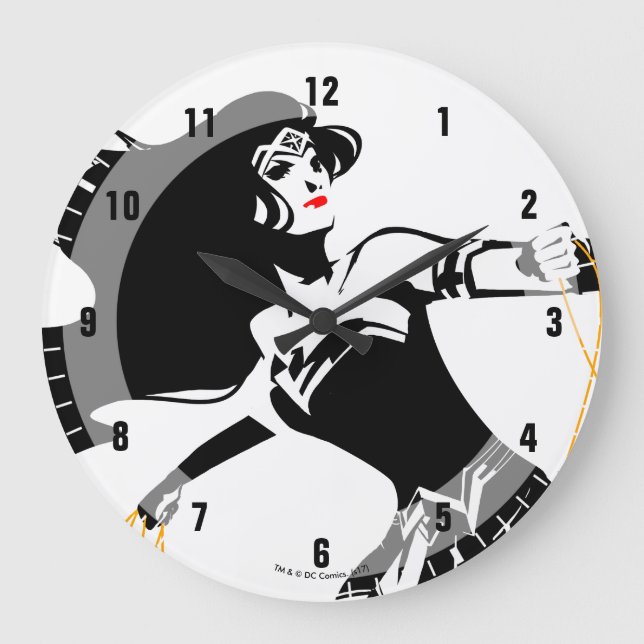 Justice League | Wonder Woman With Lasso Pop Art Large Clock (Front)