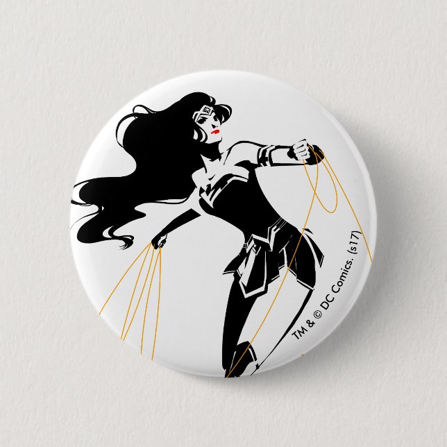 Justice League | Wonder Woman With Lasso Pop Art Pinback Button (Front)
