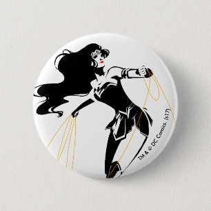 Justice League Wonder Woman With Lasso Pop Art Pinback Button