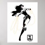 Justice League | Wonder Woman With Lasso Pop Art Poster<br><div class="desc">Check out this stylized drawing of Justice League's Wonder Woman with her lasso. This black and white silhouette pose is offset by her iconic red lipstick and gold lasso.</div>
