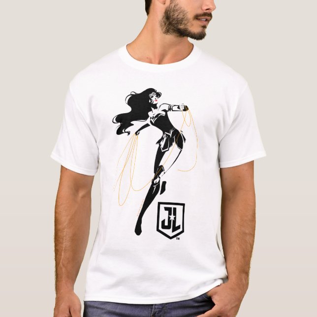 Justice League | Wonder Woman With Lasso Pop Art T-Shirt (Front)