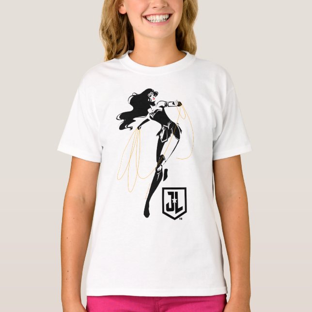 Justice League | Wonder Woman With Lasso Pop Art T-Shirt (Front)