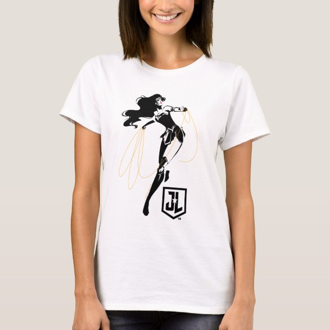 Justice League | Wonder Woman With Lasso Pop Art T-Shirt (Front)