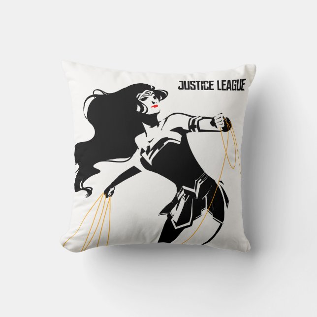 Justice League | Wonder Woman With Lasso Pop Art Throw Pillow (Front)