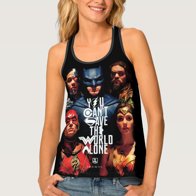 Justice League | You Can't Save The World Alone Tank Top (Front)