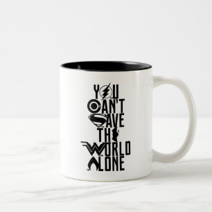 Justice League You Can't Save The World Alone Two-Tone Coffee Mug