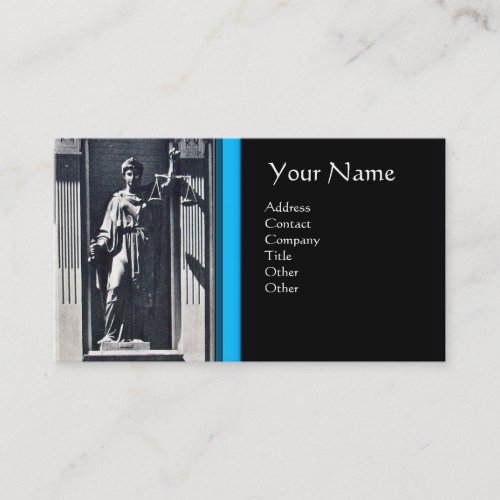 JUSTICE LEGAL OFFICEATTORNEY Blue Black Monogram Business Card