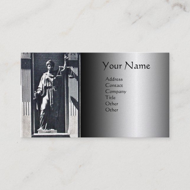 JUSTICE LEGAL OFFICE,ATTORNEY Metallic Monogram Business Card (Front)