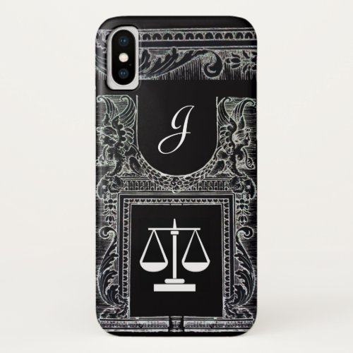 JUSTICE LEGAL OFFICEATTORNEY Monogram Black iPhone X Case