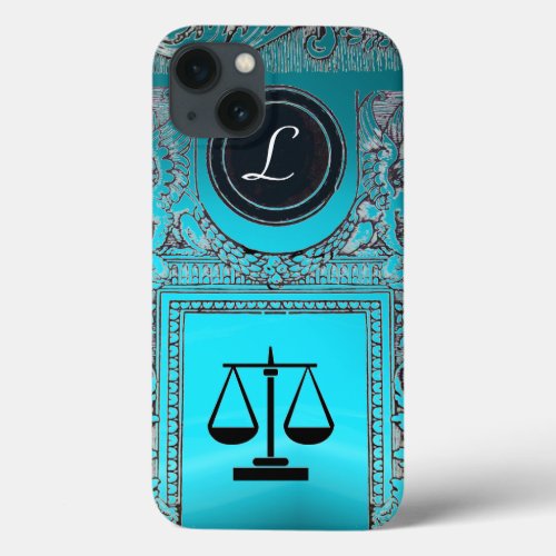 JUSTICE LEGAL OFFICE ATTORNEY Monogram blue iPhone 13 Case