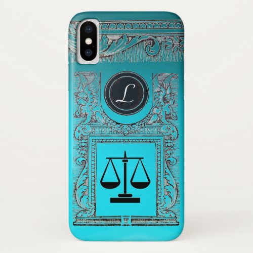 JUSTICE LEGAL OFFICE ATTORNEY Monogram blue iPhone X Case