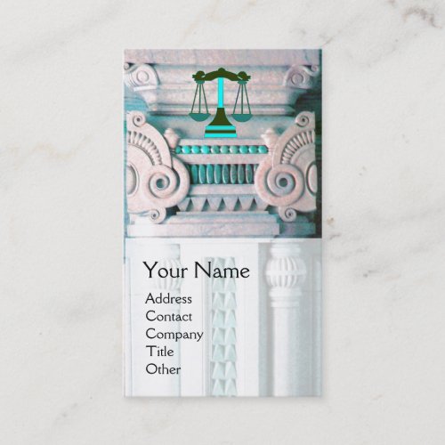 JUSTICE LEGAL OFFICEATTORNEY Monogram Blue White Business Card