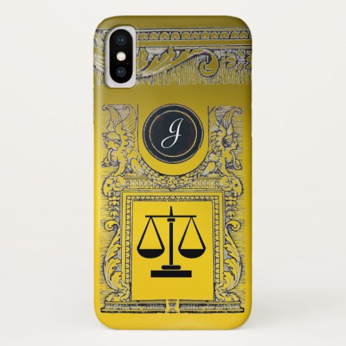 JUSTICE LEGAL OFFICEATTORNEY Monogram Gold Yellow iPhone X Case