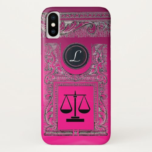JUSTICE LEGAL OFFICE ATTORNEY Monogram Pink iPhone X Case