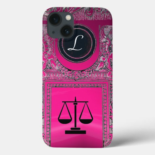 JUSTICE LEGAL OFFICE ATTORNEY Monogram Pink iPhone 13 Case